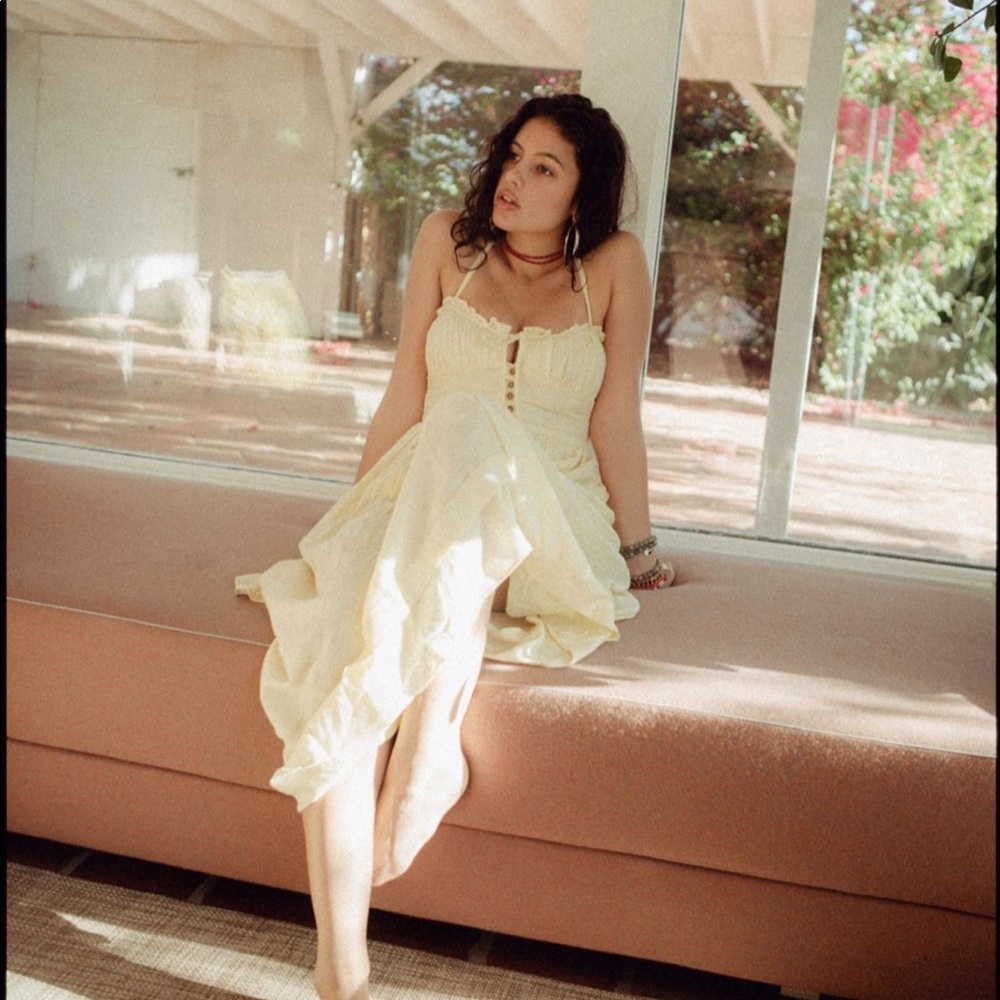 Urban Outfitters Pale Yellow Midi Sundress